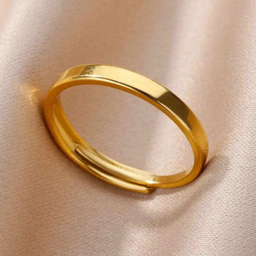 Minimalist Stainless Steel Rings For Women Gold Color Adjustable Finger Rings Fashion Wedding Waterproof Jewelry Gift
