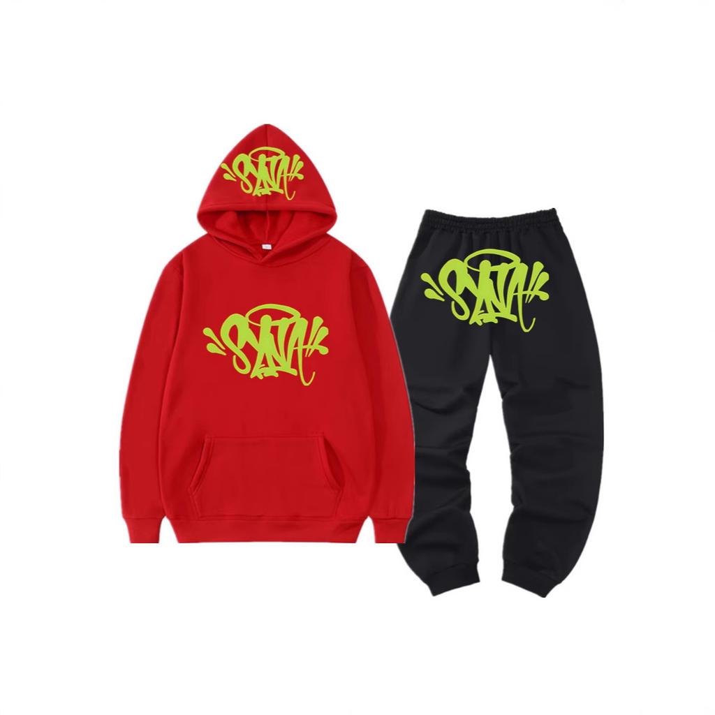 SynaWord High Street Fashion Brand Suit Male Trend Hip Hoodie Syna Printed Sweater Suit