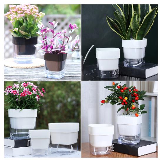 Savaime laistantis gėlių vazonas su medvilnės virvele, matomu vandens lygio langeliu, apatinio laistymo vazonas, automatinio laistymo vazonas