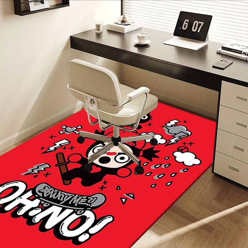 Pucca Bürostuhlmatte: Süßer Cartoon-Charakter-Teppich für Heimdekoration, Büro-Teppich, Geschenk, geeignet für Schlafzimmer, Wohnzimmer, verschiedene Räume