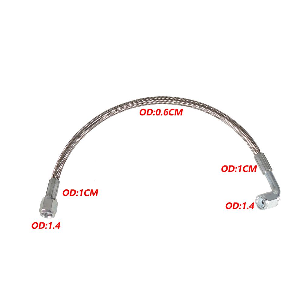 Universal 12" 24" 36" 60" AN4 90 Degree x Straight PTFE Turbine Oil Feed Pipe Turbo Oil Feed Line Kit Stainless steel Braided