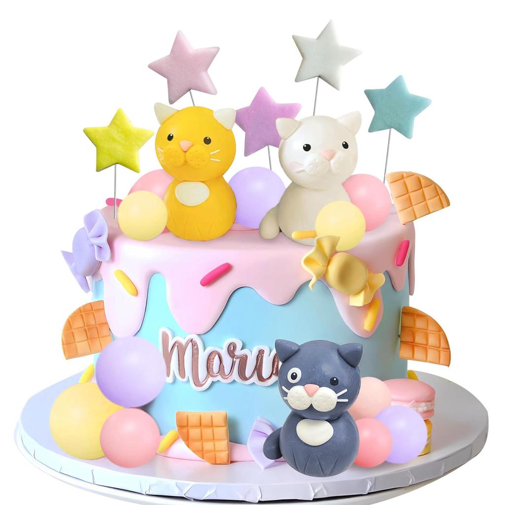 Dog Cake Topper Clay Figurines Puppy Star for Dog Theme Birthday Party Paw Cute Dog Pet Party Baby Shower Supplies