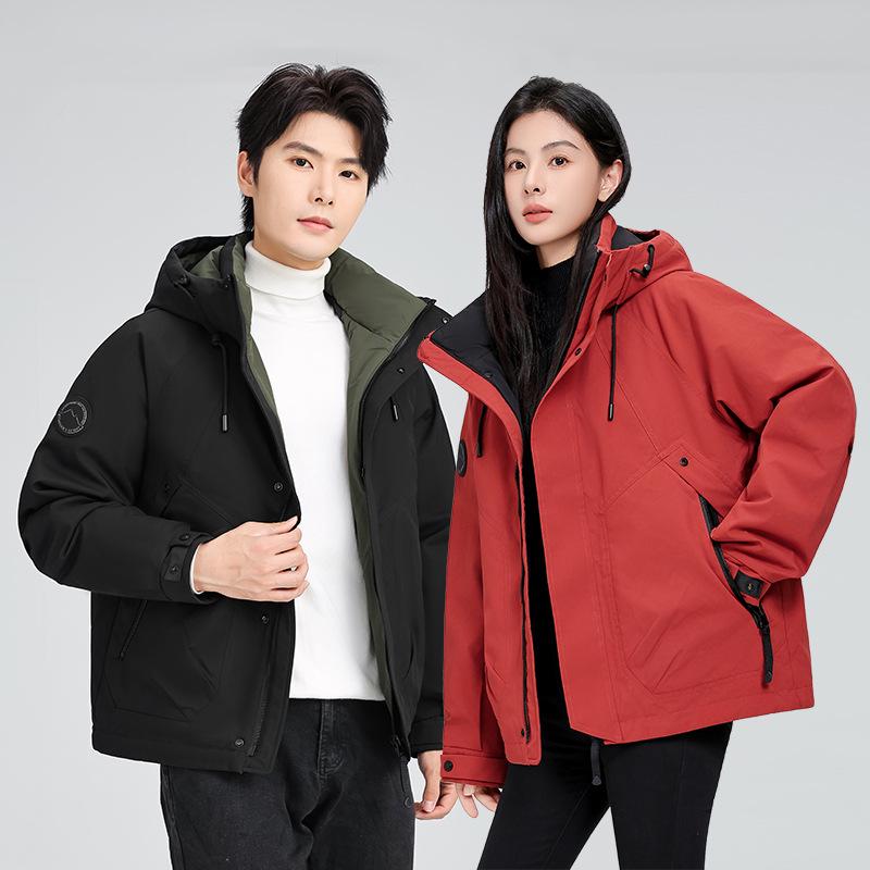 2025 Autumn/Winter Trendy Unisex Warm Hooded Windbreaker Down Jacket for Couples
