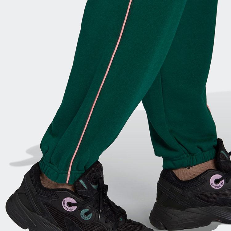 Adidas Originals Sweatpants Lace-Up Cuffed Retro Spliced Knitted Sports Pants Women Bottoms Green HL0032