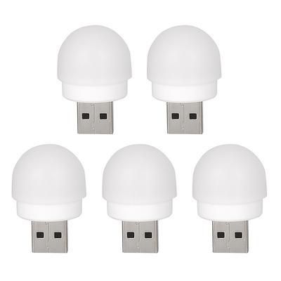 5 ST USB Nattlampa LED Nattlampa USB Plugg Lampa Powerbank Laddning USB Boklampor Små Runda Läslampor Ögonskyddslampor