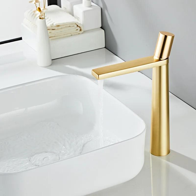 White Bathroom Sink Faucet Brush Gold Cold Hot WashBasin Vessel Mixer Tap Single Handle Brass Matt Black Luxury