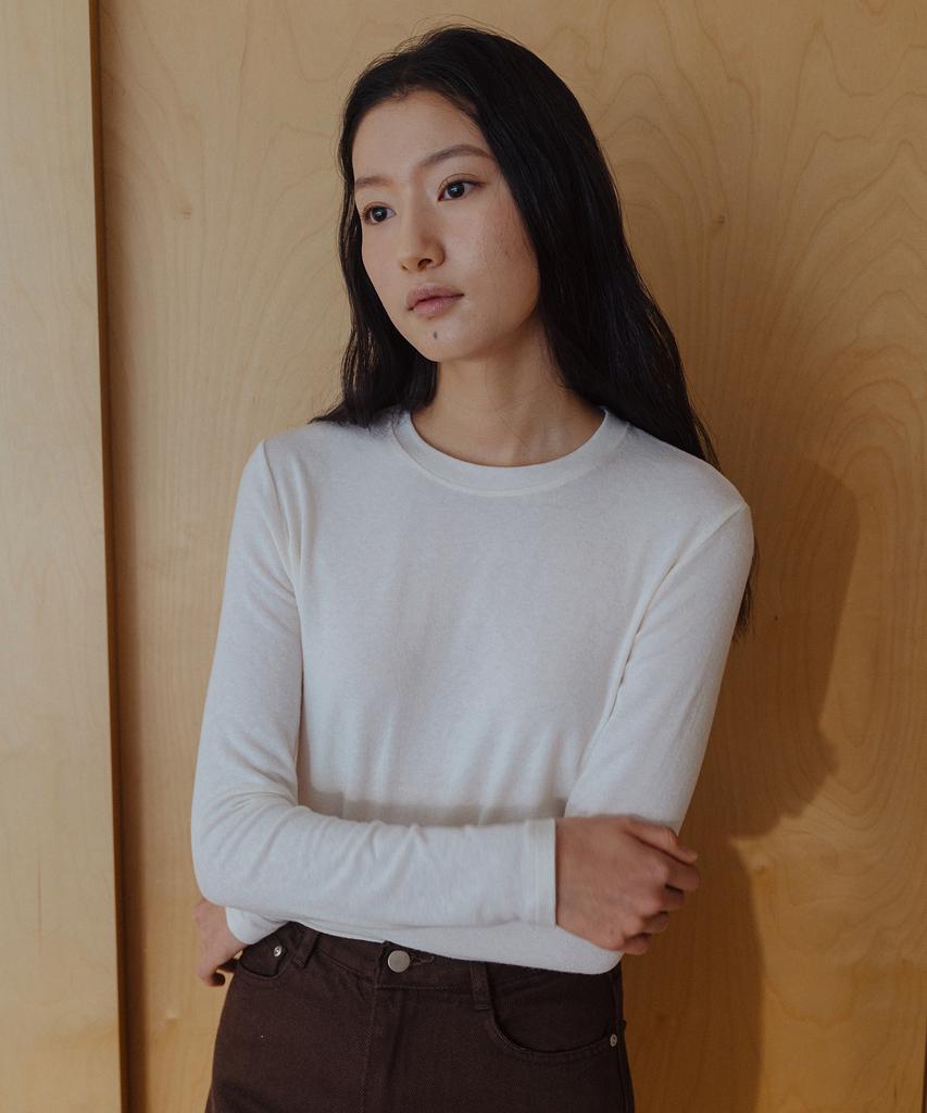 LAMINEZ Warm Long Sleeve T-Shirt - Ivory