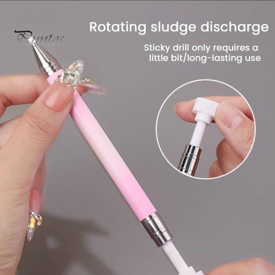 Rhinestone Decoration Pen 1 Set Picker Tool with Refills DIY Nail Art Craft Painting Dotting Refillable Wax Rotatable Pick-up Tools Applicator