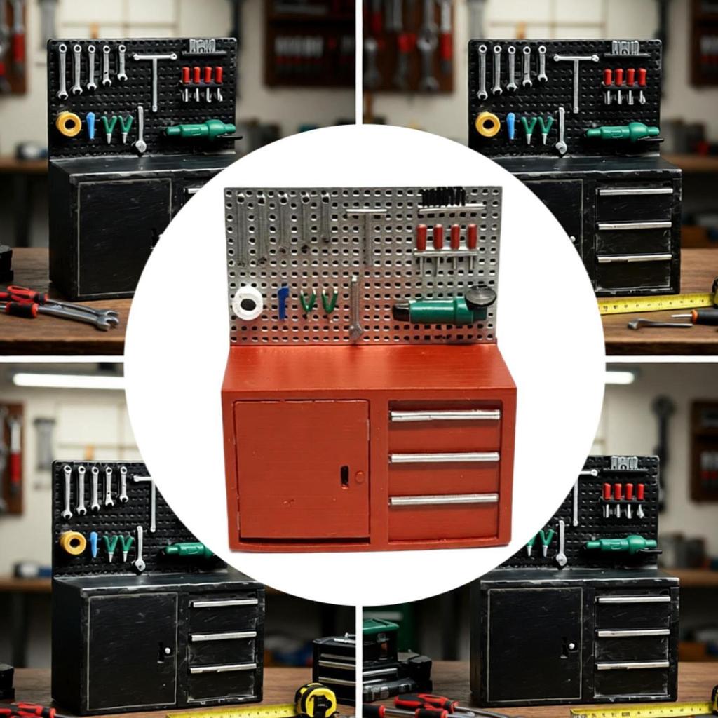 1/64 Scale Garage Tool Rack Simulation Cabinet Repair Tools for Workshop Shop