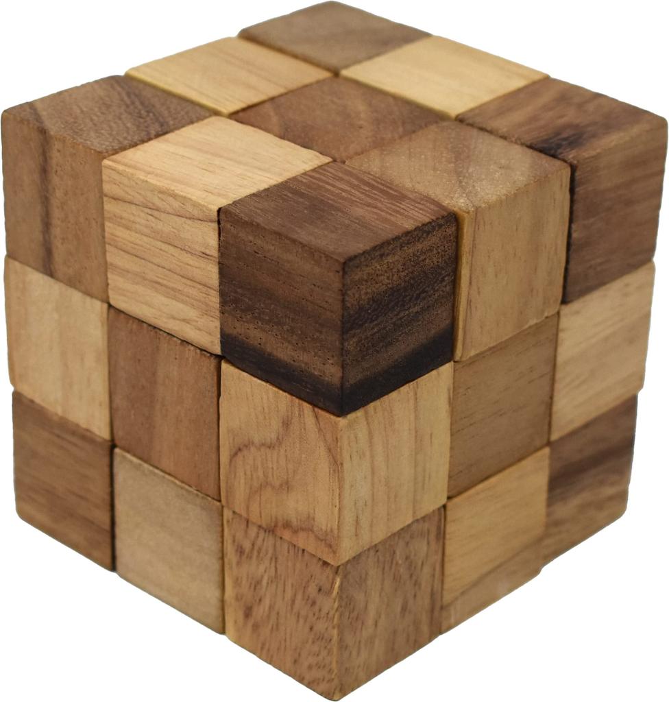 Medium Snake Cube Handmade Wooden Puzzle 6 cm Monkey Pod Wood