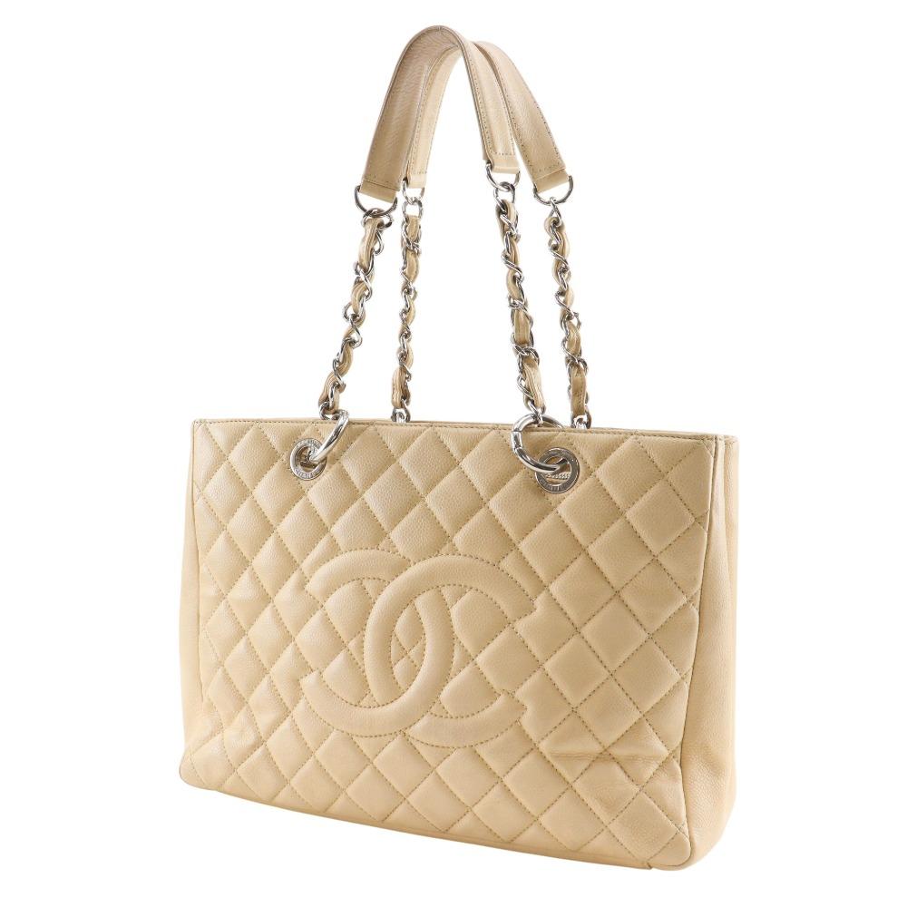 CHANEL Grand shopping tote Tote Bag A50995 GST Matelasse Chain Tote beige Caviar skin Women Used