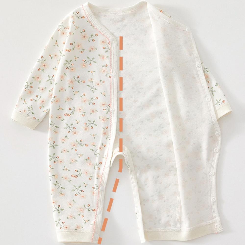 Spring and Autumn New Baby Girl Clothing 0-1 Year Old Baby Girl Jumpsuit Printed Pattern Pure Cotton Breathable Jumpsuit