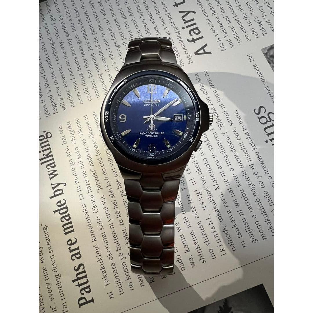 [Junk/Fudo] Citizen Atessa Eco Drive Radio Controlled Watch Titanium Blue