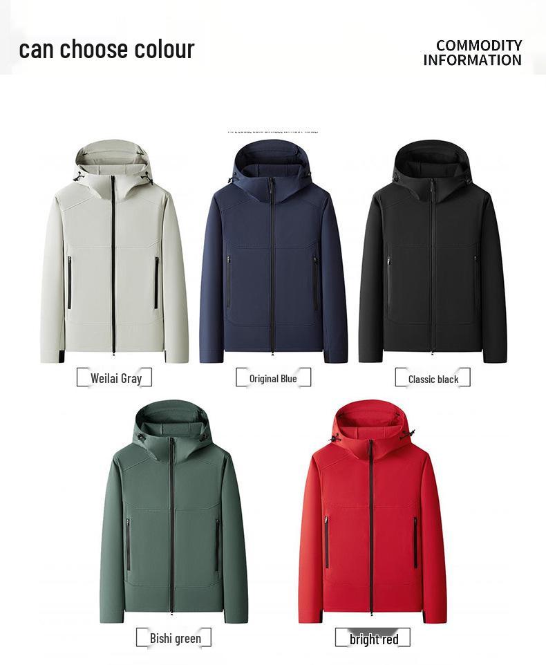 Men's Windproof Hooded Rain Jacket - Easy Care, Wrinkle Resistant, Durable Autumn Sport Outerwear