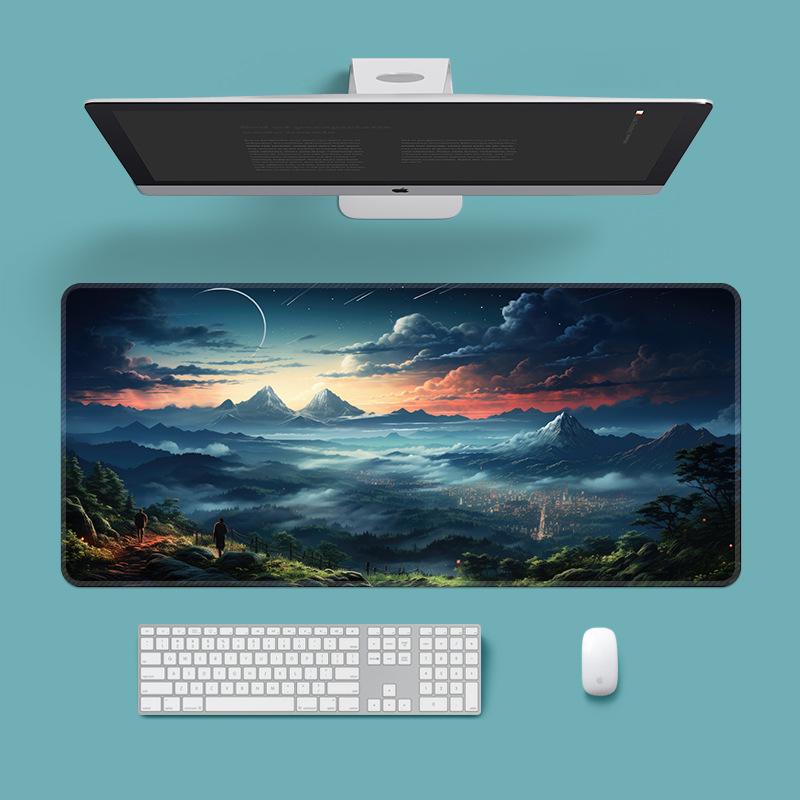 Extra Large Washable Mouse Pad - Aurora Landscape & Sunset Clouds Design, Thickened for Office and Gaming Desks