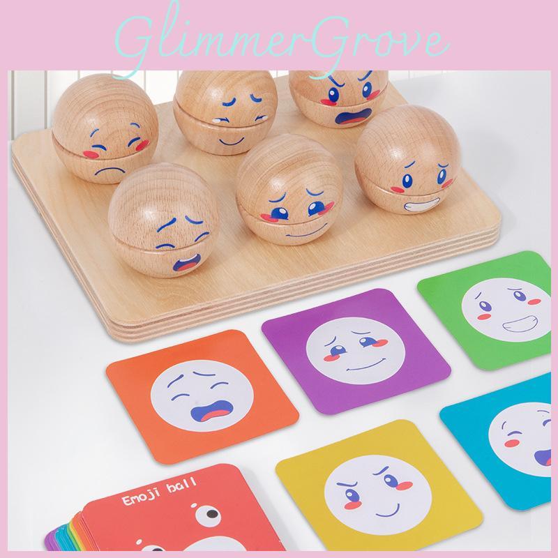 Expression Emotional Wooden Matching Ball Learning Toy Children Interactive Play