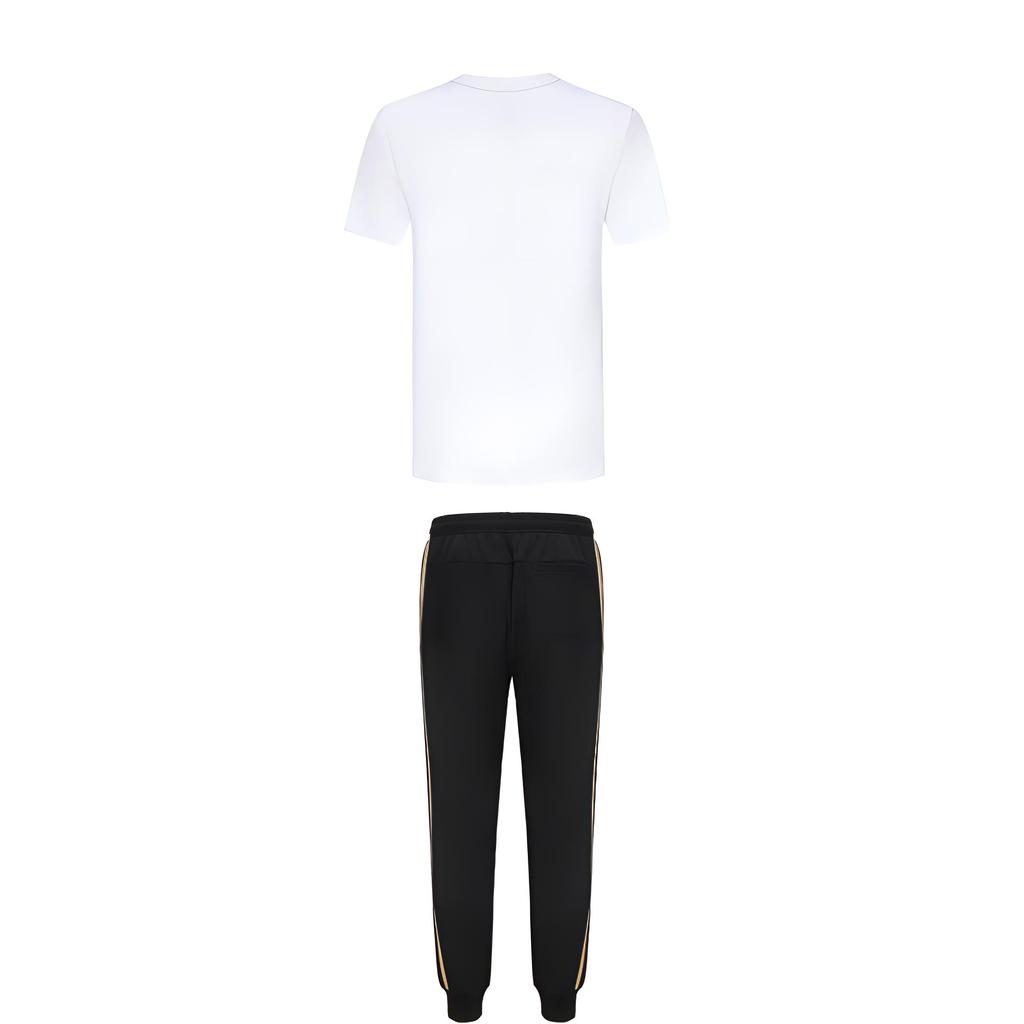 Adidas Taekwondo Rundhals-Pullover Einfaches Kurzarm-T-Shirt Gestreifte Mode Lange Hose Lässiger Sportanzug ADICLTSPSTK-WG+TR30P1T-BG