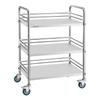 Stainless Steel Cart, 3-Tier Rolling Lab Utility Cart with Lockable Wheels, Medical Serving Trolley Clinic Tray, Heavy Duty Mobile Service Storage