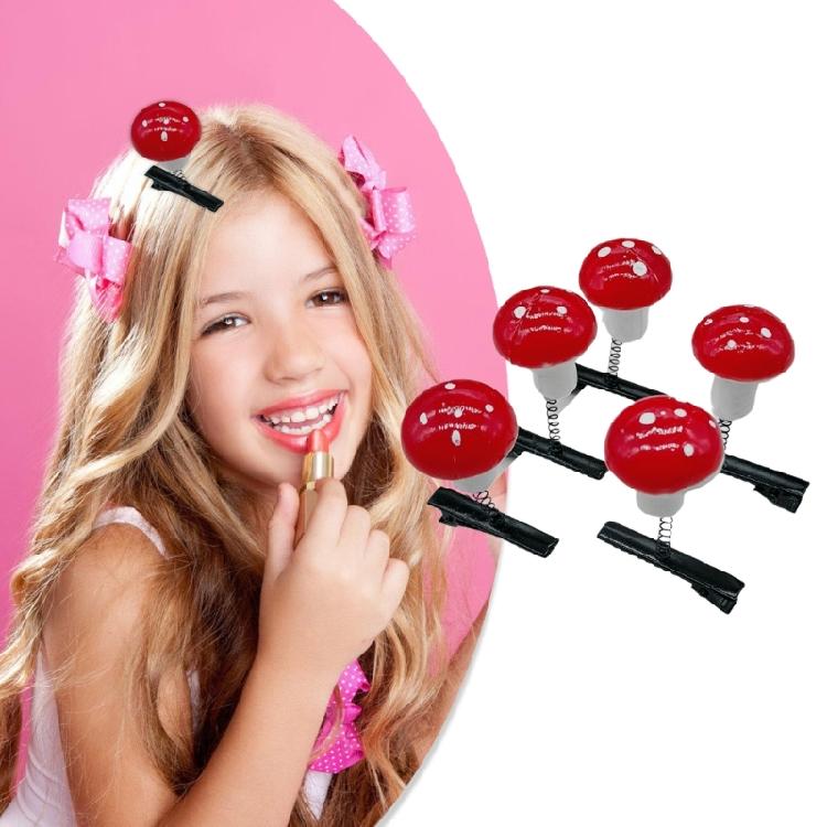 5pcs Durability Mushroom Hair Clip Fashion Personality Hairpin Creative Hairclip for Children Teens