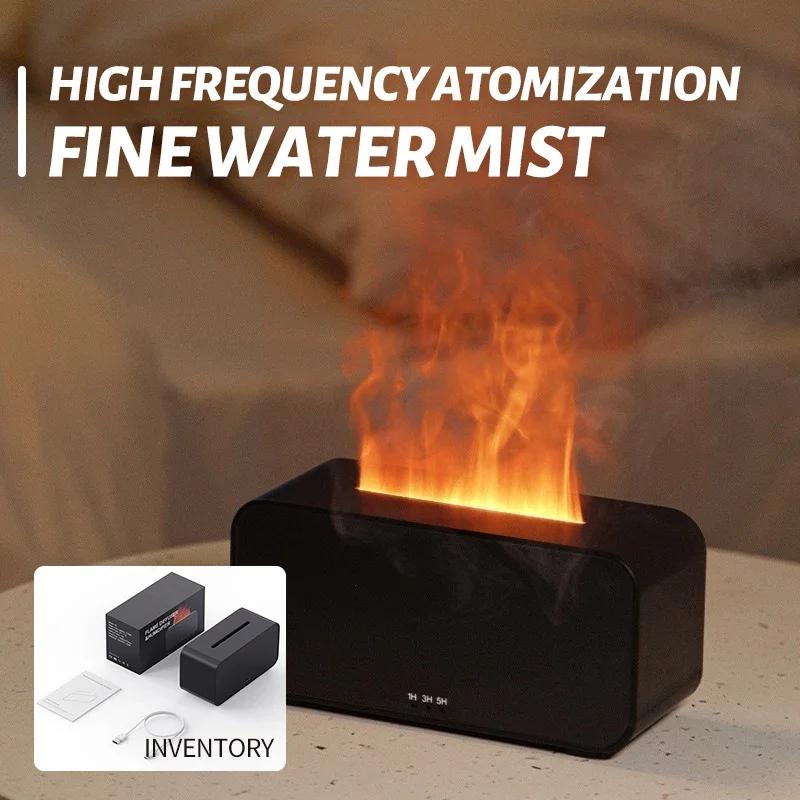 Mini Humidifier Simulation Flame Colorful Atmosphere Light Home Bedroom Office Diffuser No Water Power Protection Can Be Timed