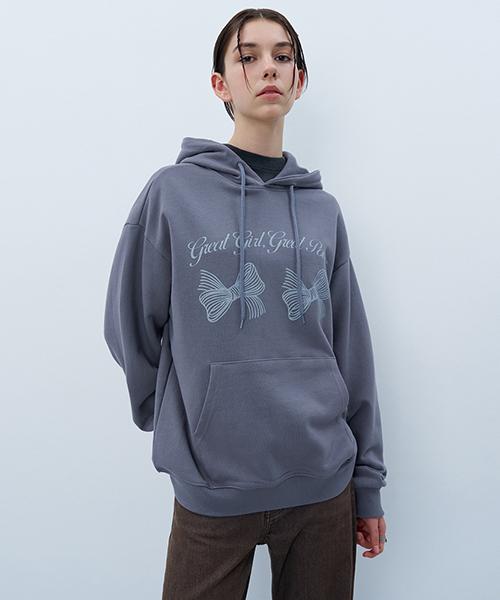 Uncover Twin Ribbon Hoodie Gray Free