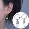Chinese Style Vintage National Trend Ear Jewelry White Opal Bead Earrings Ear Clips Men's Earrings