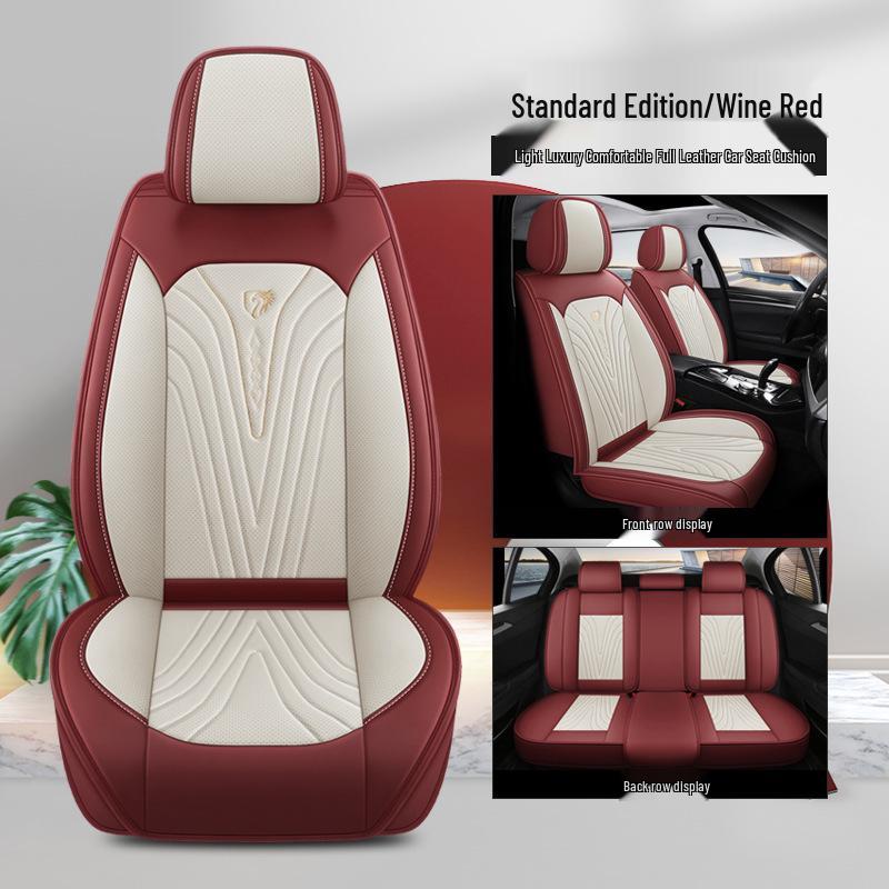 Breathable Perforated Leather Car Seat Cushion - Universal Full Coverage for All Seasons