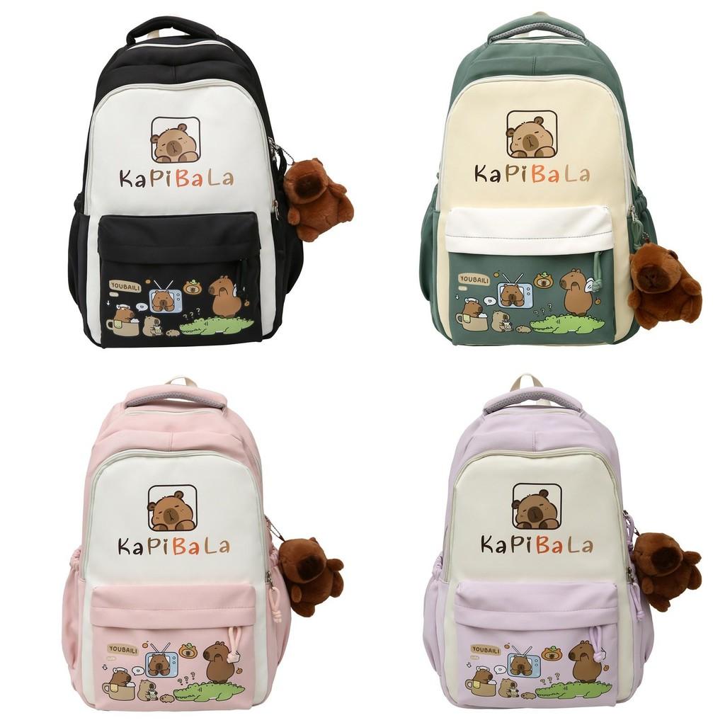 Capybara Large Capacity Nylon Backpack For Students And Daily Use