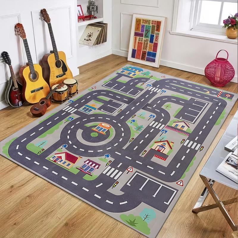 

Kids Area Rug Cartoon Park Map Carpet Soft Non-Slip Washable Floormat Interactive Themed Play Mat for Toddler Playroom & Nursery 40x60cm