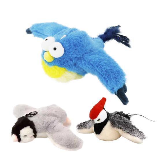 Yousheng Flapping Bird Cat Toy Rechargeable Flapping Sparrow with Chirping Sounds Catnip Interactive Plush Bird Toy for Cats Play And Exercise