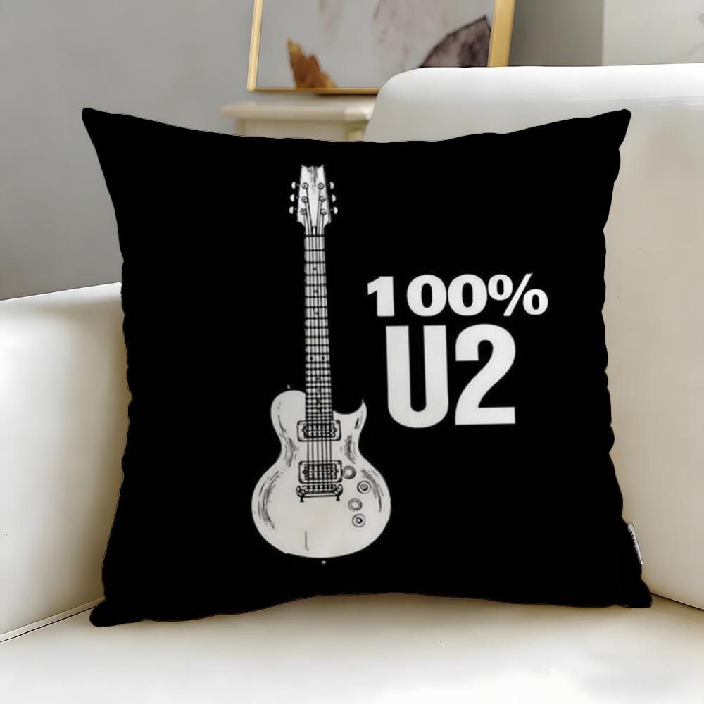 Classic Band U2 Cushion Cover Soft EasyWash Pillow Case Versatile for Couch Bed Travel and Office