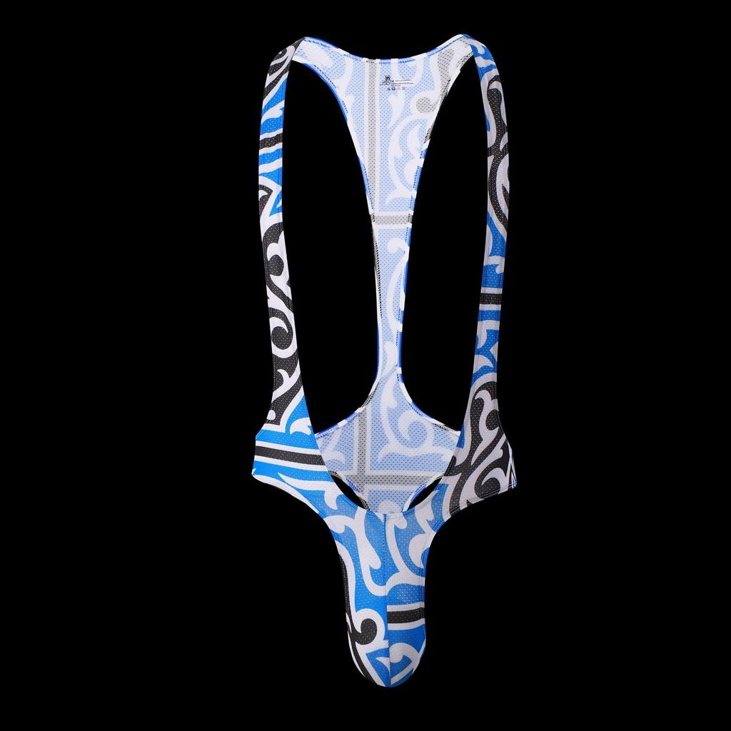Sexy Men Print Bodysuits Men's Mesh Jockstrap Leotard Underwear Jumpsuits Wrestling Singlet Bodysuit Lingerie Men Body Shapers