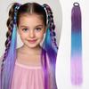 Purple Red Pink Tinsel Ponytail Extension with Elastic Hair Tie Synthetic Braiding Hair For Kids Girls Crazy Hair Day Brave Hair