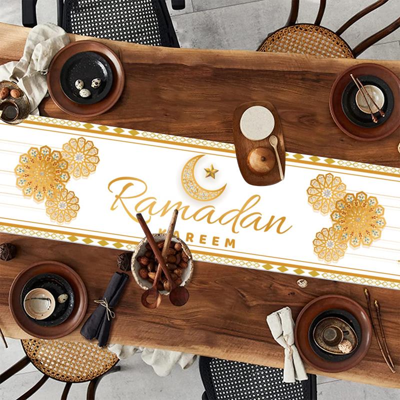 Ramadan Decoration Table Runner EID Mubarak Decor 2025 For Home Tablecloth Ramadan Kareem Islamic Muslim Party Eid Al-Fitr Gifts