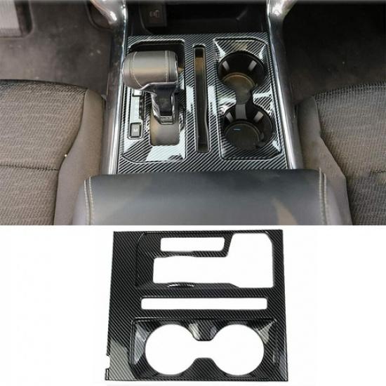 Kohlefaser Mittelkonsole Schalthebel Getränkehalter Zierblende für Ford F150 21+