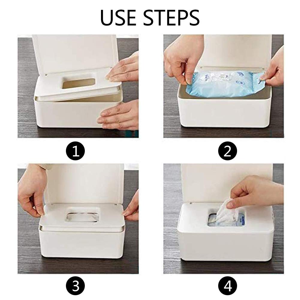 Baby Wipes Dispenser, Baby Wipes Case Holder Keeps Diaper Wipes Fresh Non-Slip Wipe Container Three-Layer Seal Design Prevent Moisture Loss (Pink)