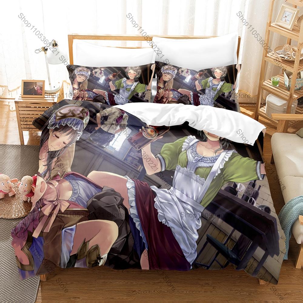 Atelier Totori The Adventurer of Arland Duvet Cover + 2 Pillowcases Alchemist Game Polyester Gamer Bedroom Decor