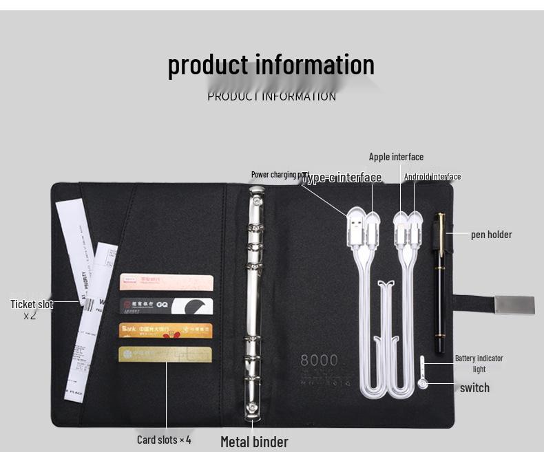 A5 Wireless Charging Notebook: Business Planner & Meeting Notes Organizer
