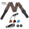 Embroidery Jacquard Guitar Strap with Non-slip Buckle and Plectrum for Acoustic and Electric Guitars
