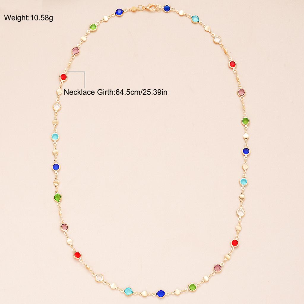 Bohemian Colorful Long Y-Shaped Necklace for Women Vintage Gold Color Metal Crystal Pendant Necklace Summer Holiday Jewelry Gift