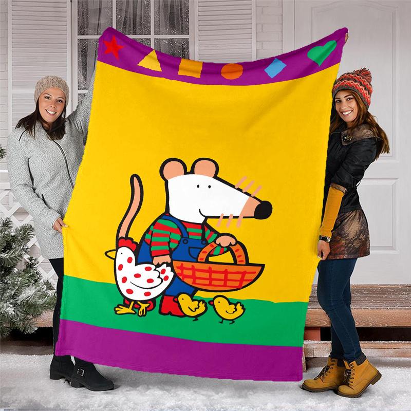 Maisy Mouse Theme Printed Blanket,Perfect for Couch, Bed, Travel & Outdoor Use | Machine Washable, Cozy & Durable.