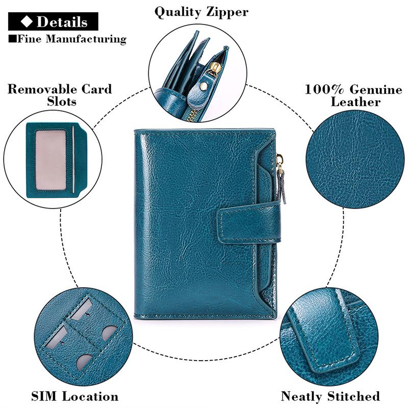 Women's Genuine Leather Short Wallet with Zipper - Kpop Style Coin Pocket & Card Holder, Slim Fashion Purse for Ladies