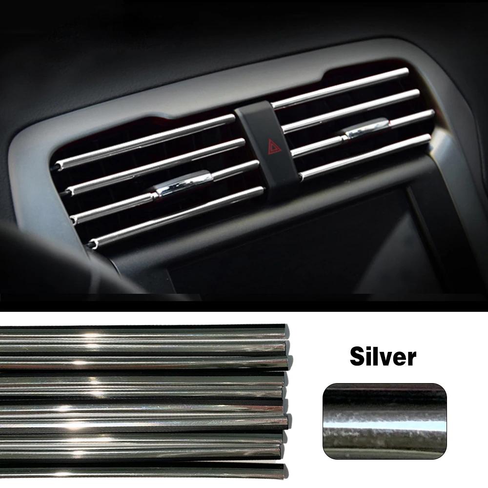10Pcs Car U Shaped Air Outlet Decorative Strip Universal Chrome-Plated PVC Trim Strip Decor for Auto Interior Styling Accessorie
