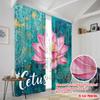 2pcs 2D Flat Printing Scene Curtain Pink Lotus Watercolor Fabric Without Electricity Birthday Party for Photo Booths Birthdays