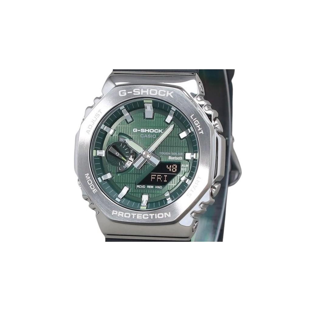 Casio G-Shock G-Steel Analog Digital Smartphone Link Resin Strap Green Dial Tough Solar GBM-2100A-1A3 200M Men's Watch