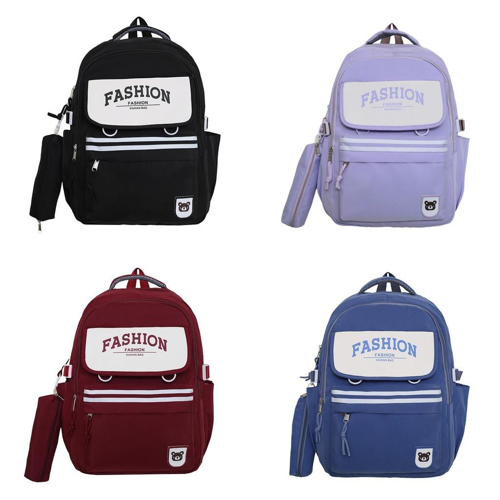 Print Letter Fashion Backpack With 16in Laptop Compartment Breathable For School