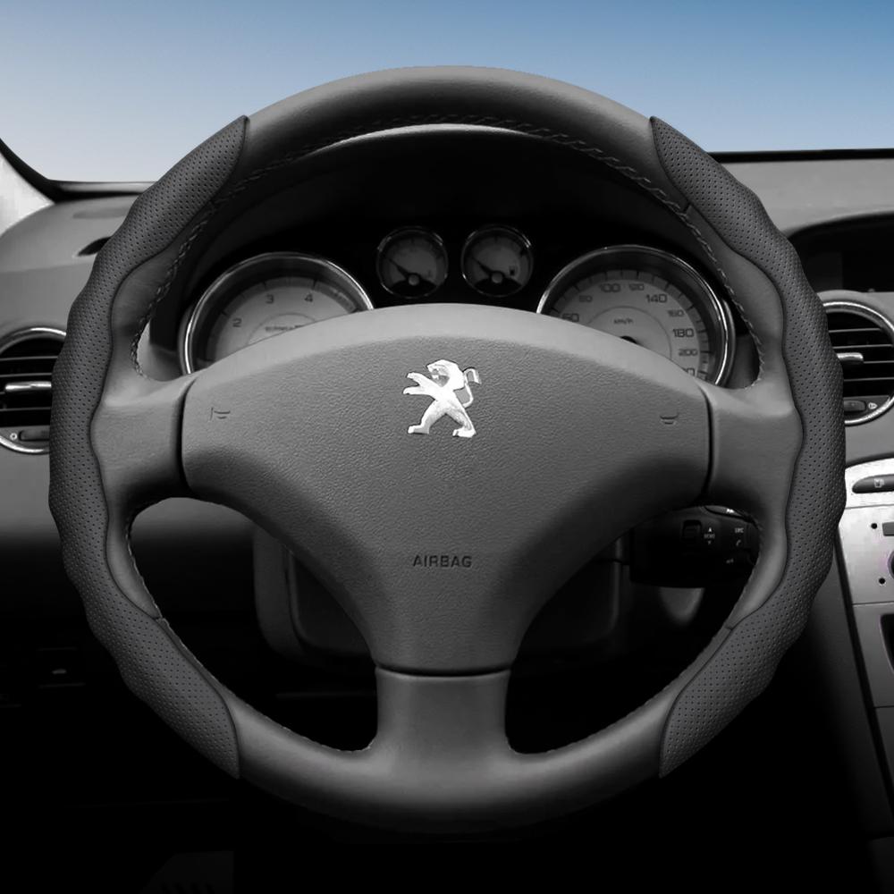 Lenkradbezug für Peugeot, Sportliches Wellendesign, Atmungsaktives Leder, Segmentiert, Rutschfest, Schweißabsorbierend