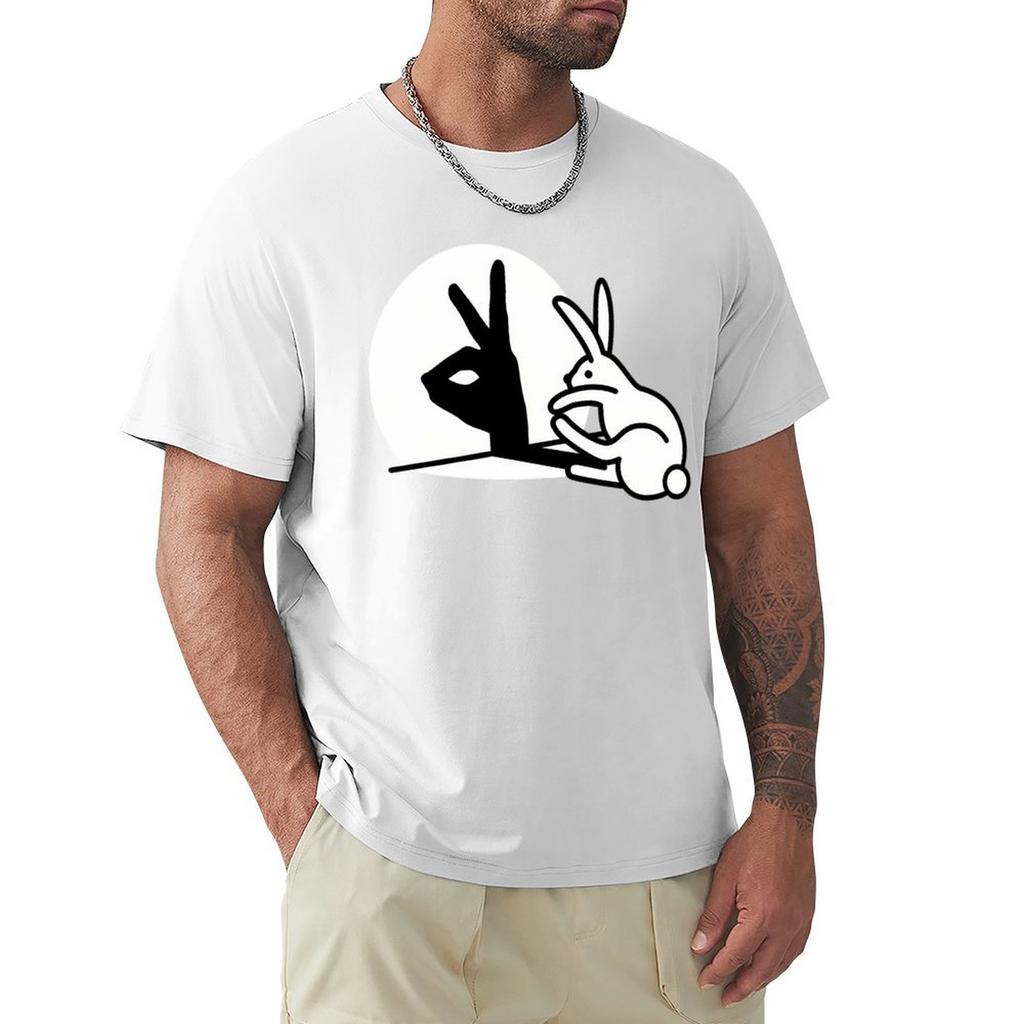 Funny Rabbit Hand Shadow Puppets Humor TShirt custom t shirt oversizeds clothing for men