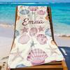 This seashell-patterned beach towel is sun-protective and windproof, suitable for swimming pools, camping, and travel.