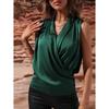 Women's Spring and Summer Sleeveless Satin Shirt Pleated Vest New Sexy Shirt